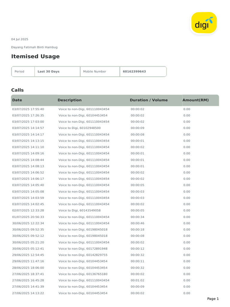 Voice and Data Usage Report | PDF