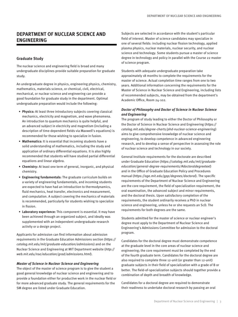Graduate Programs in Nuclear Science | PDF | Physics | Thesis