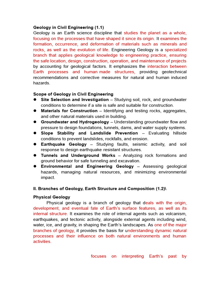 Geology's Role in Civil Engineering | PDF | Geology | Plate Tectonics