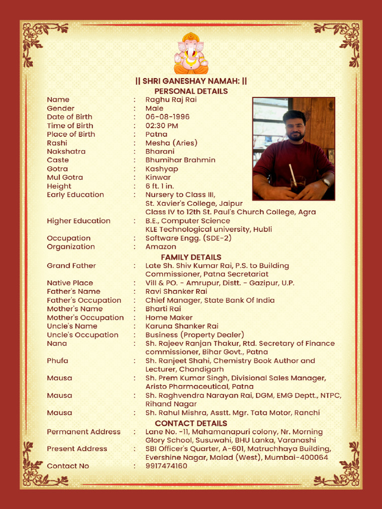 Raghu Biodata | PDF