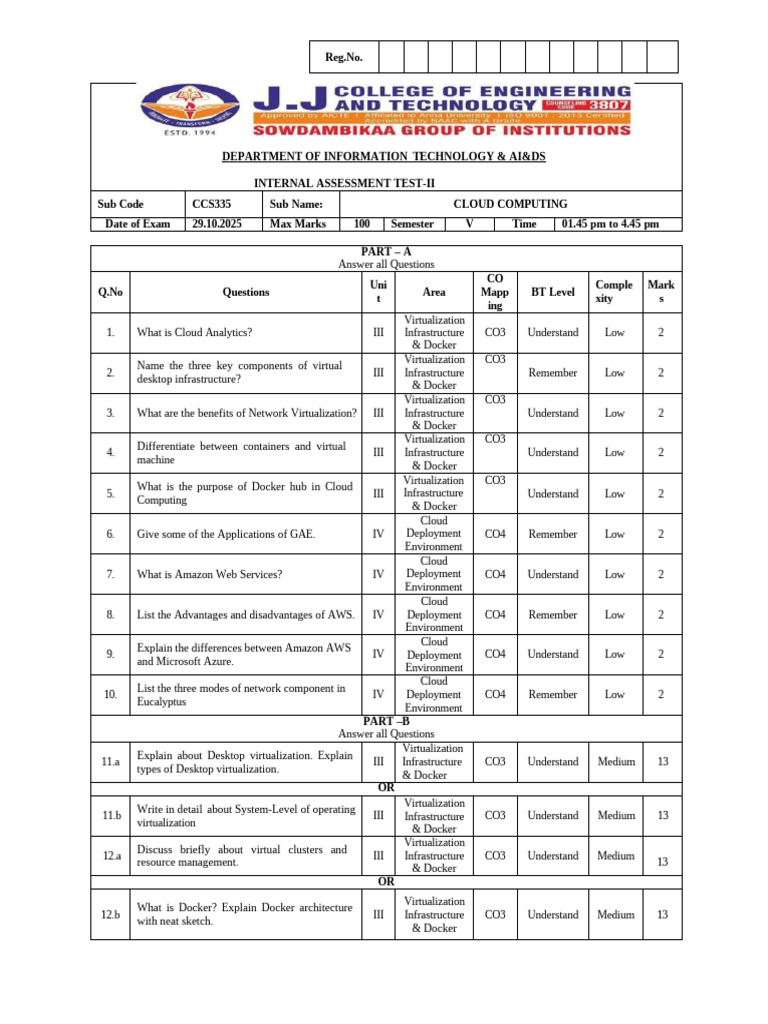 Cloud Computing Assessment Test II | PDF | Cloud Computing | Virtualization