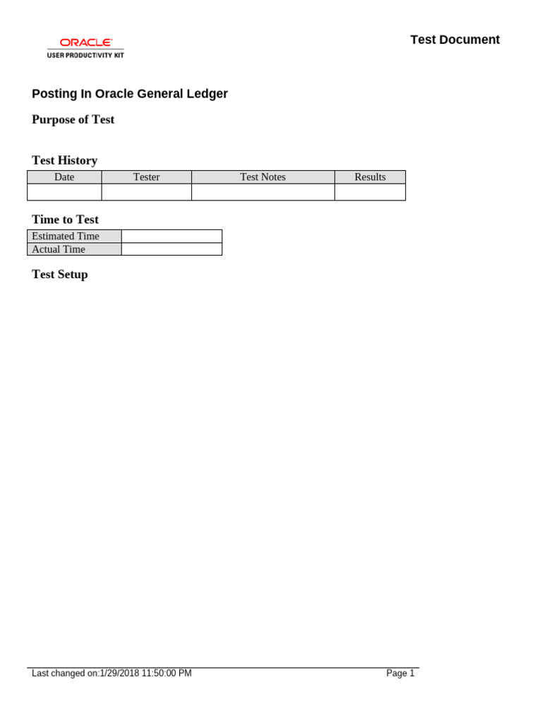 Posting in Oracle General Ledger - TEST | PDF