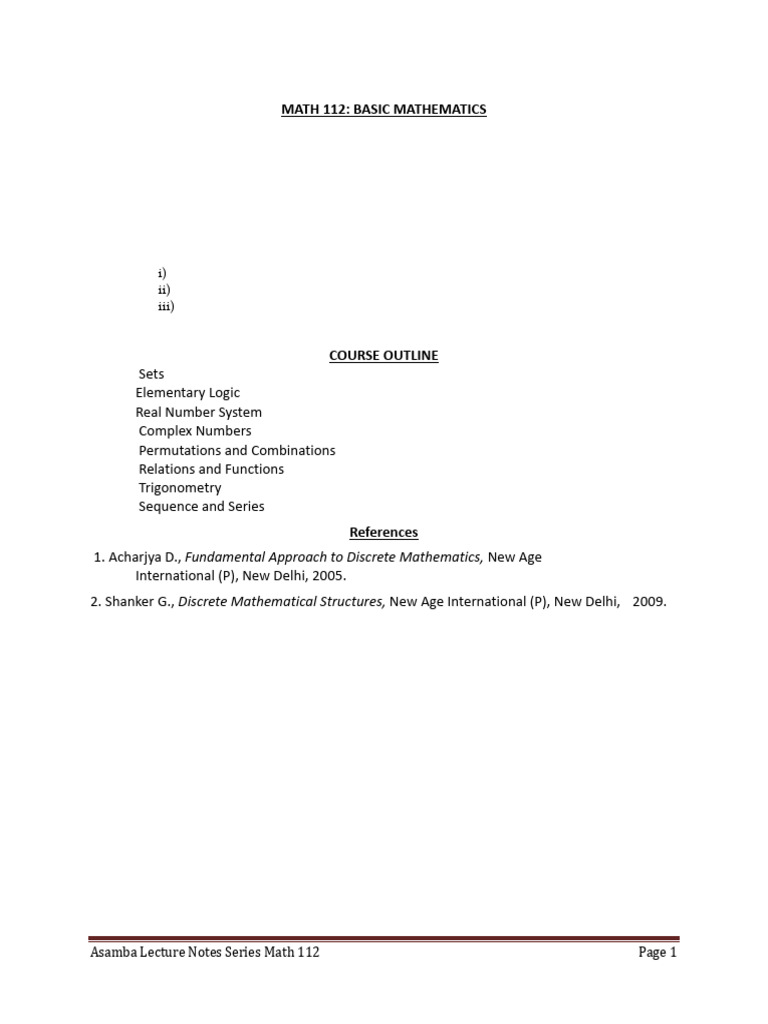 Math 112 Notes-1-8 | PDF | Set (Mathematics) | Subset