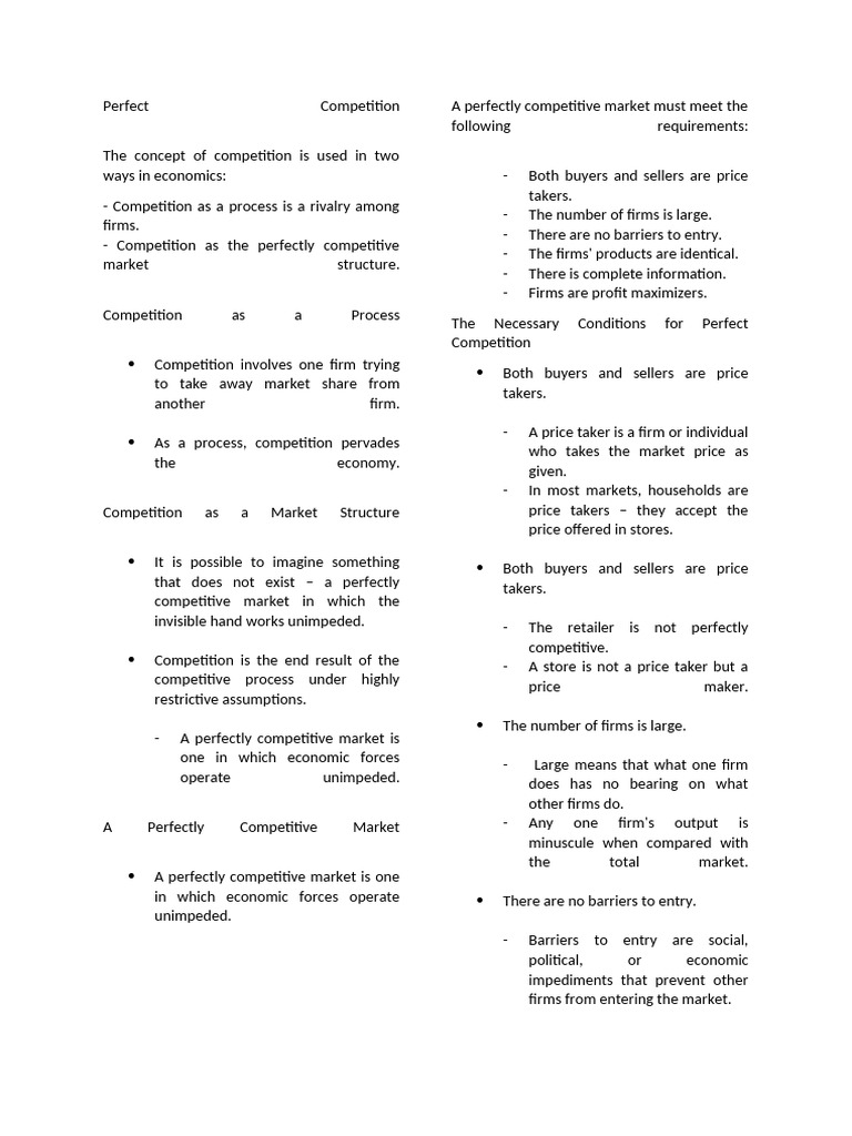 Perfect Competition - ManEcon | PDF | Profit (Economics) | Marginal Cost