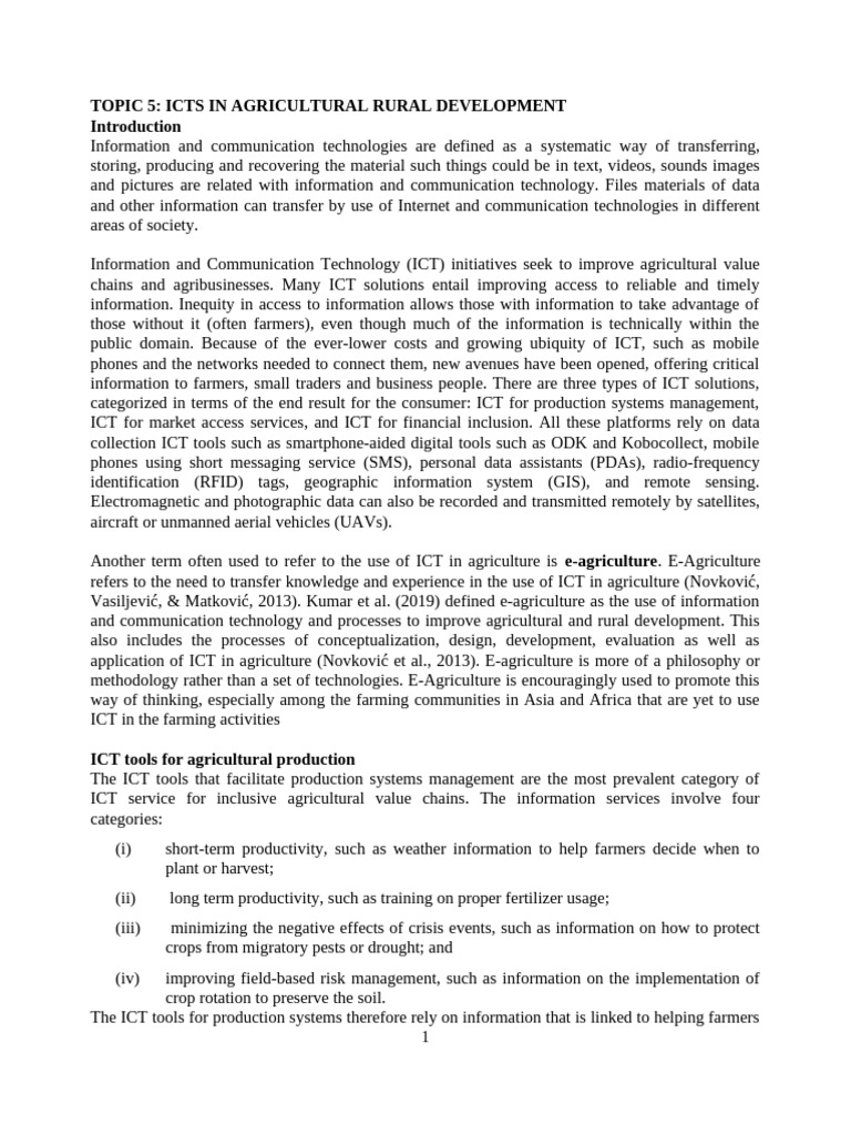 Ict in Agriculture | PDF | Agriculture | Internet Of Things