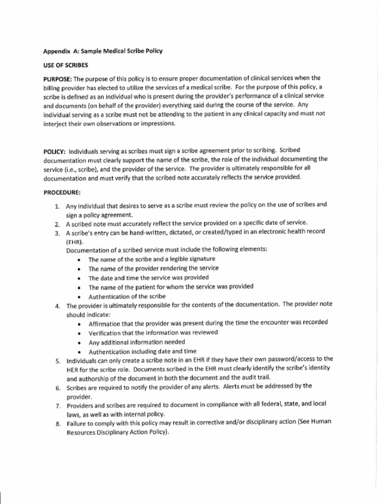 UC2017 Medical Scribe Policy | PDF