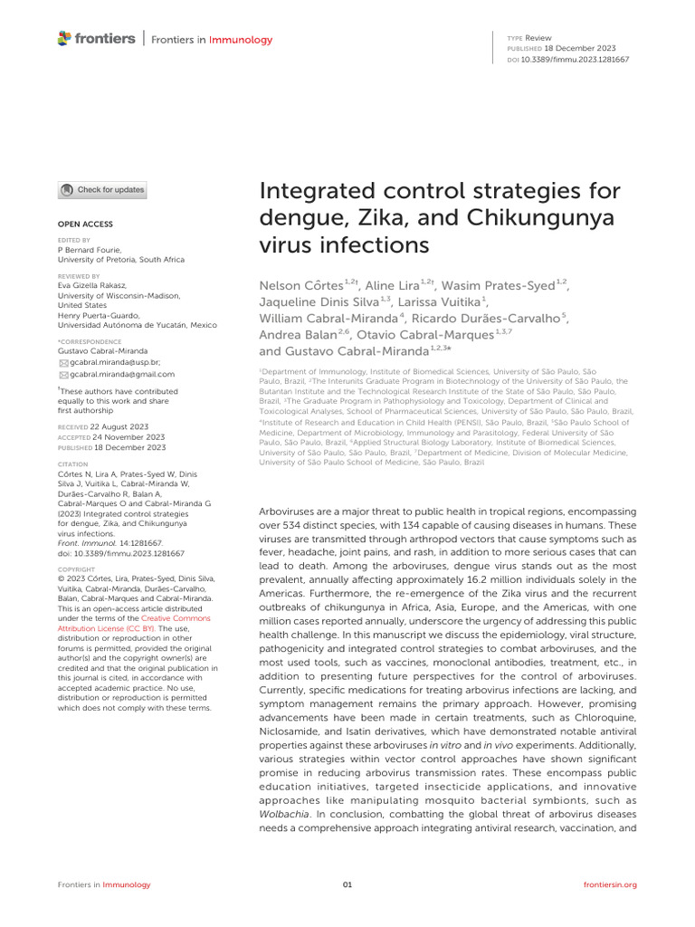 Integrated Strategies for Arbovirus Control | PDF | Virus | Zika Virus