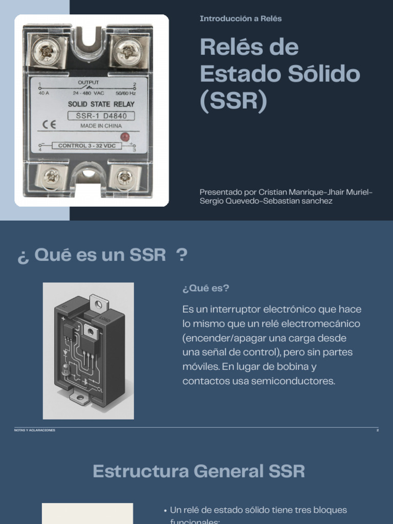 Presentación - Relés de Estado Sólido (SSR) | PDF | Relé | Semiconductores