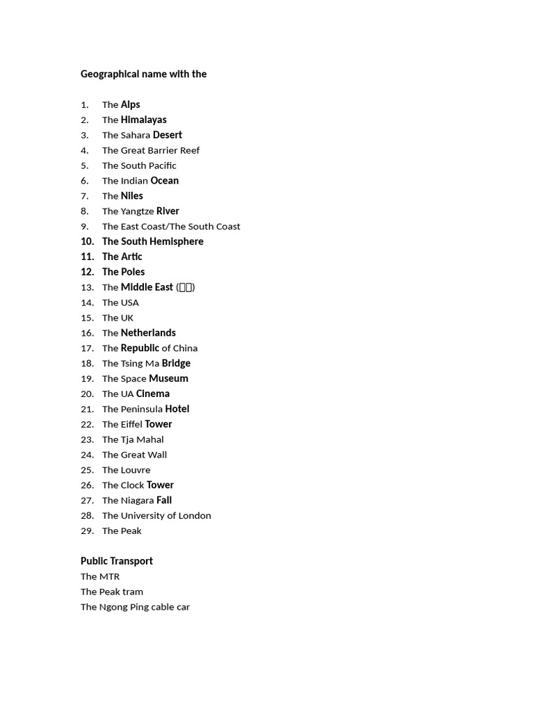 List of Notable Geographical Names | PDF
