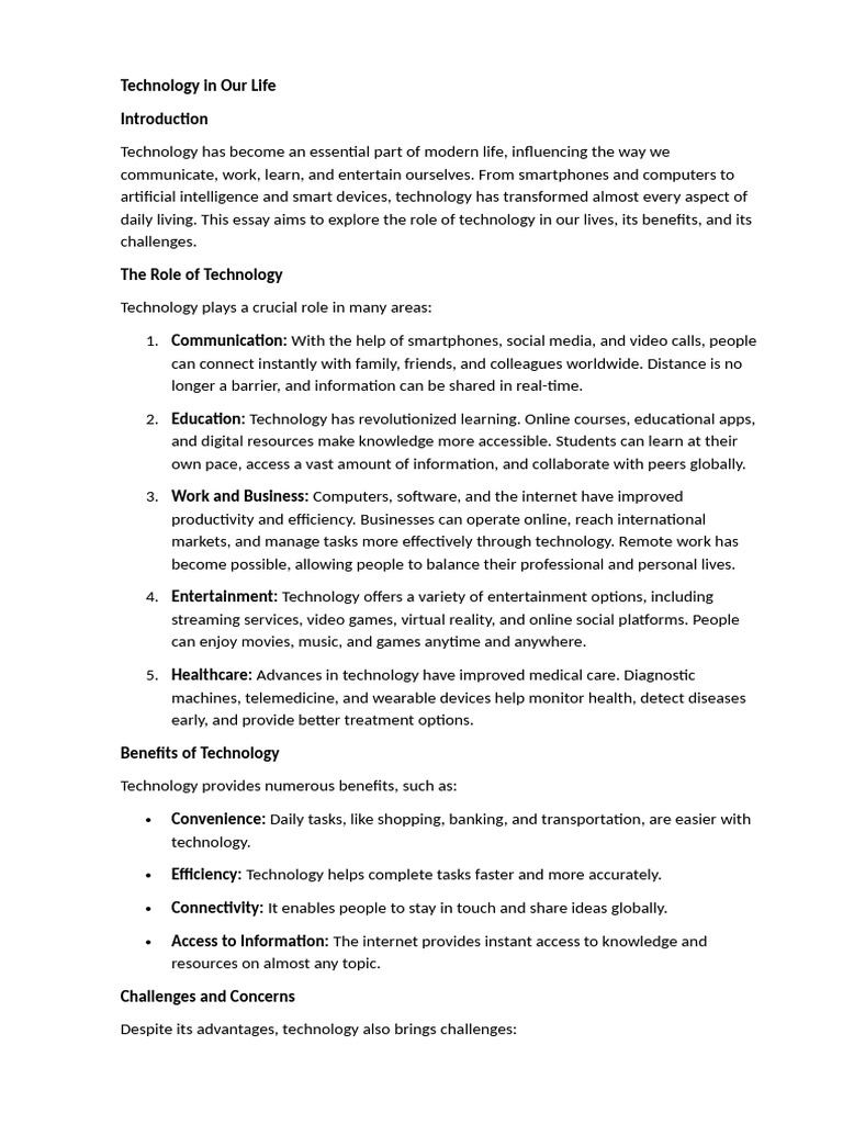 Technology Has Become An Essential Part of Modern Life | PDF ...