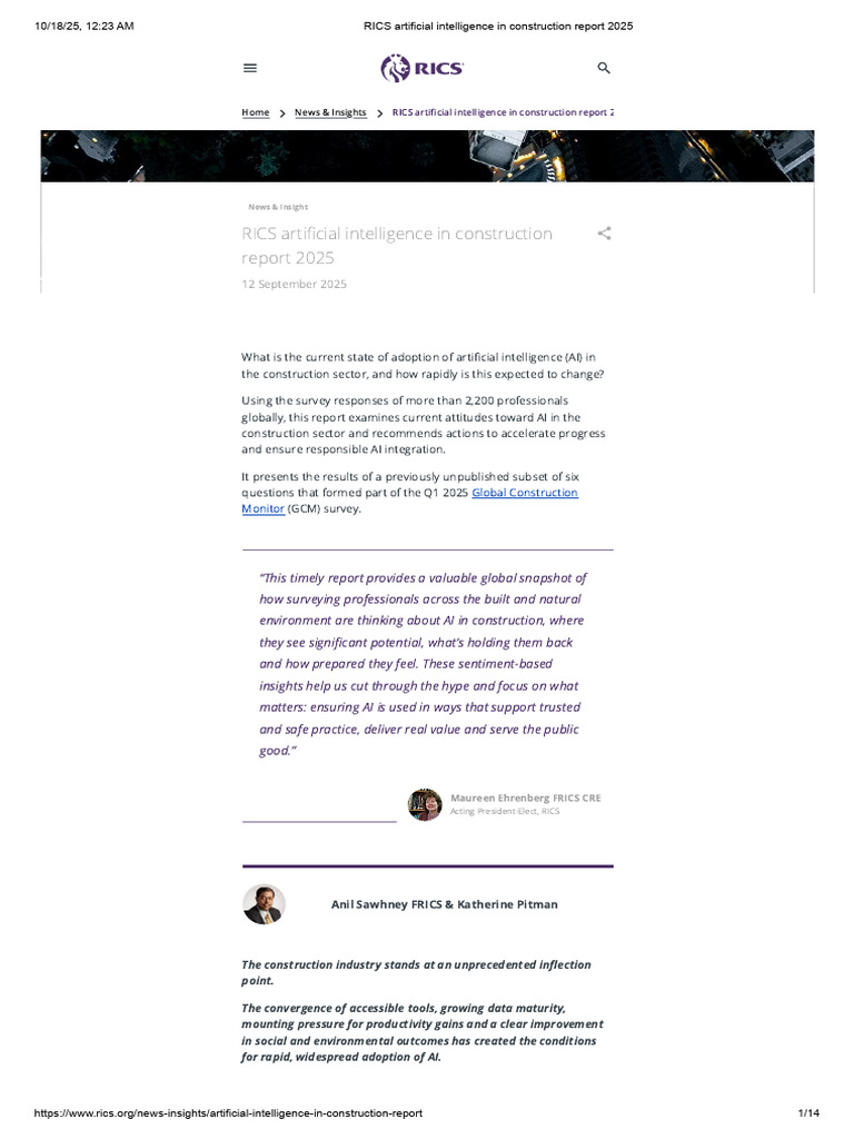 AI Adoption in Construction 2025 Report | PDF | Artificial Intelligence ...
