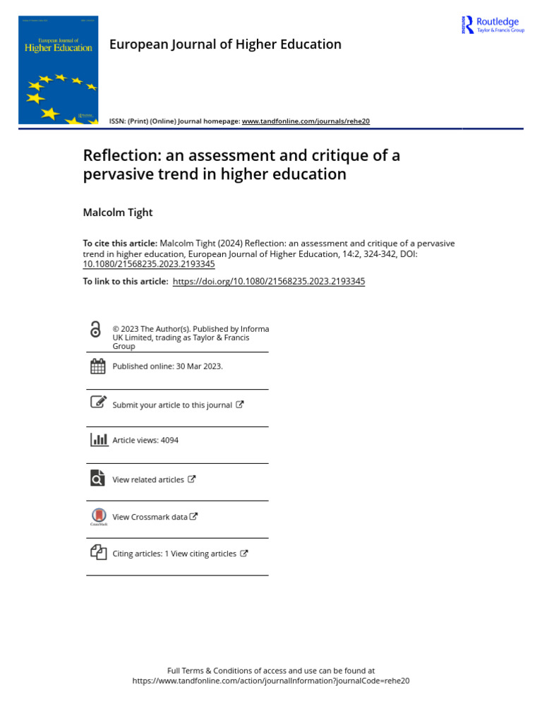 Reflection An Assessment and Critique of A Pervasive Trend in Higher ...