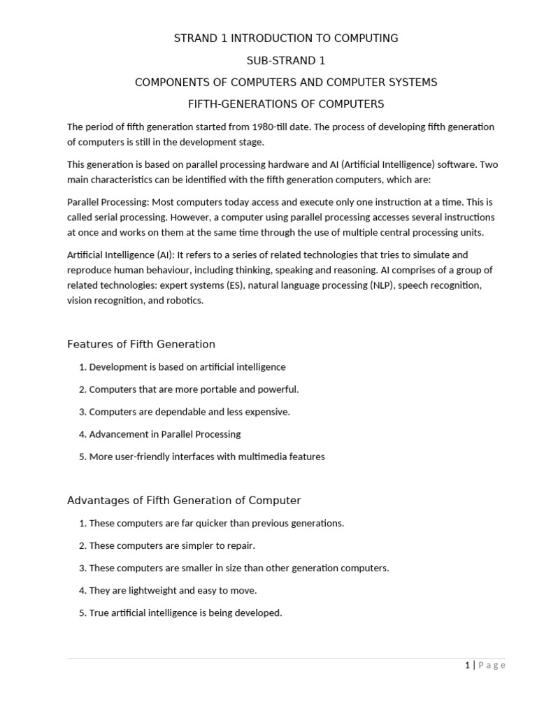 Fifth Generation Computers Overview | PDF | Solid State Drive | Printer ...