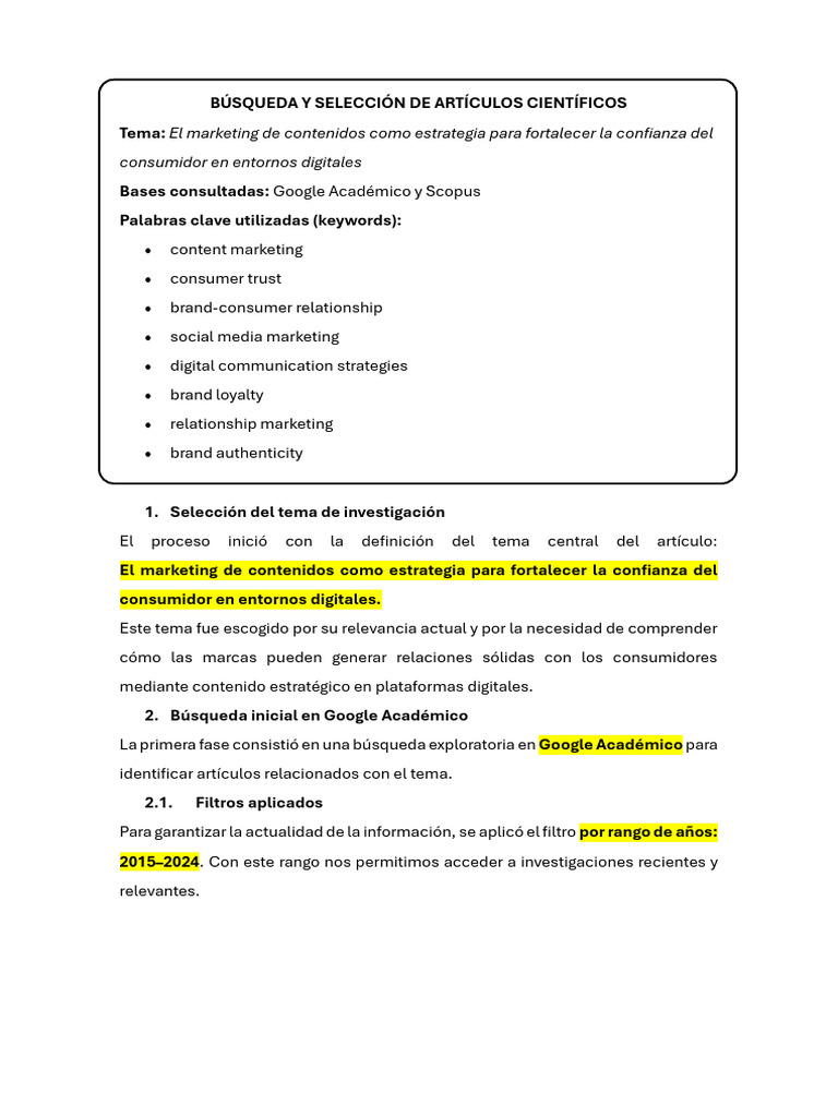 Búsqueda y Selección de Artículos Científicos | PDF | Comunicación ...