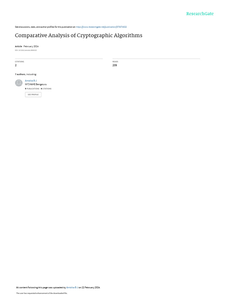 Comparative Study of Cryptographic Algorithms | PDF | Encryption ...