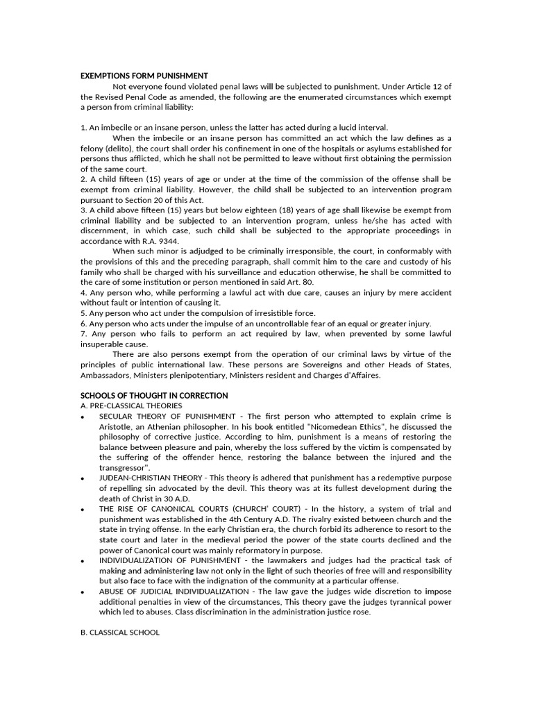 Exemptions Form Punishment | PDF | Prison | Crimes