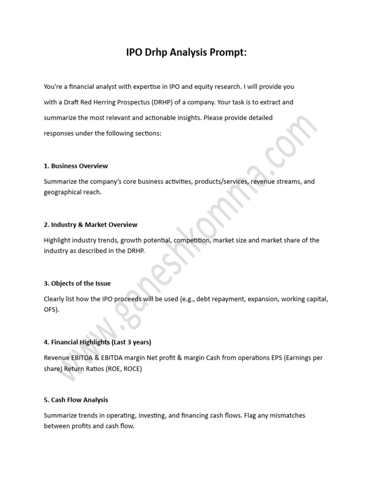 IPO DRHP Analysis and Insights Guide | PDF