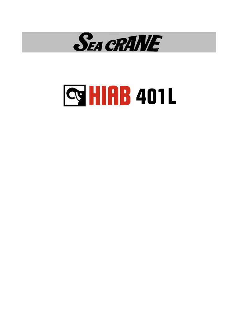 Hiab 401L Crane Operating Manual | PDF | Crane (Machine) | Pump