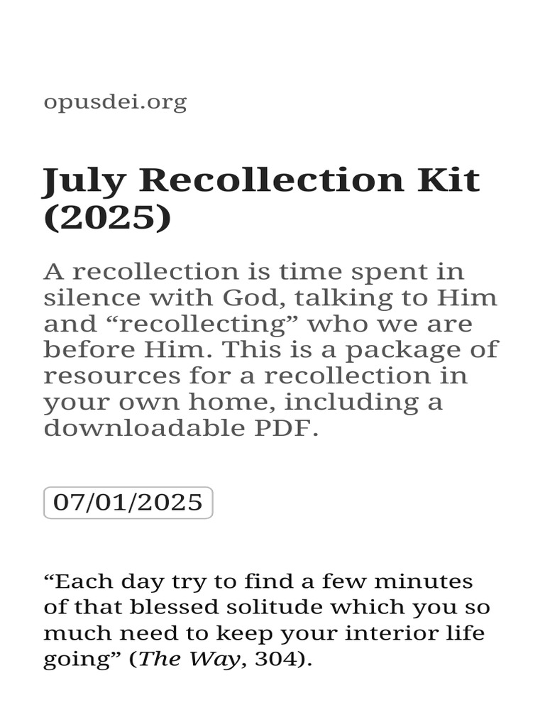 July 2025 Spiritual Recollection Kit | PDF | Rosary | Prayer