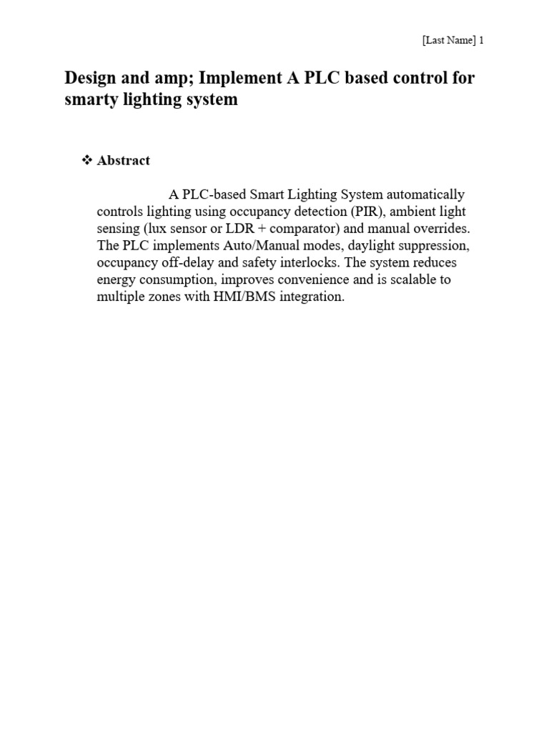PLC-Based Smart Lighting Control System | PDF