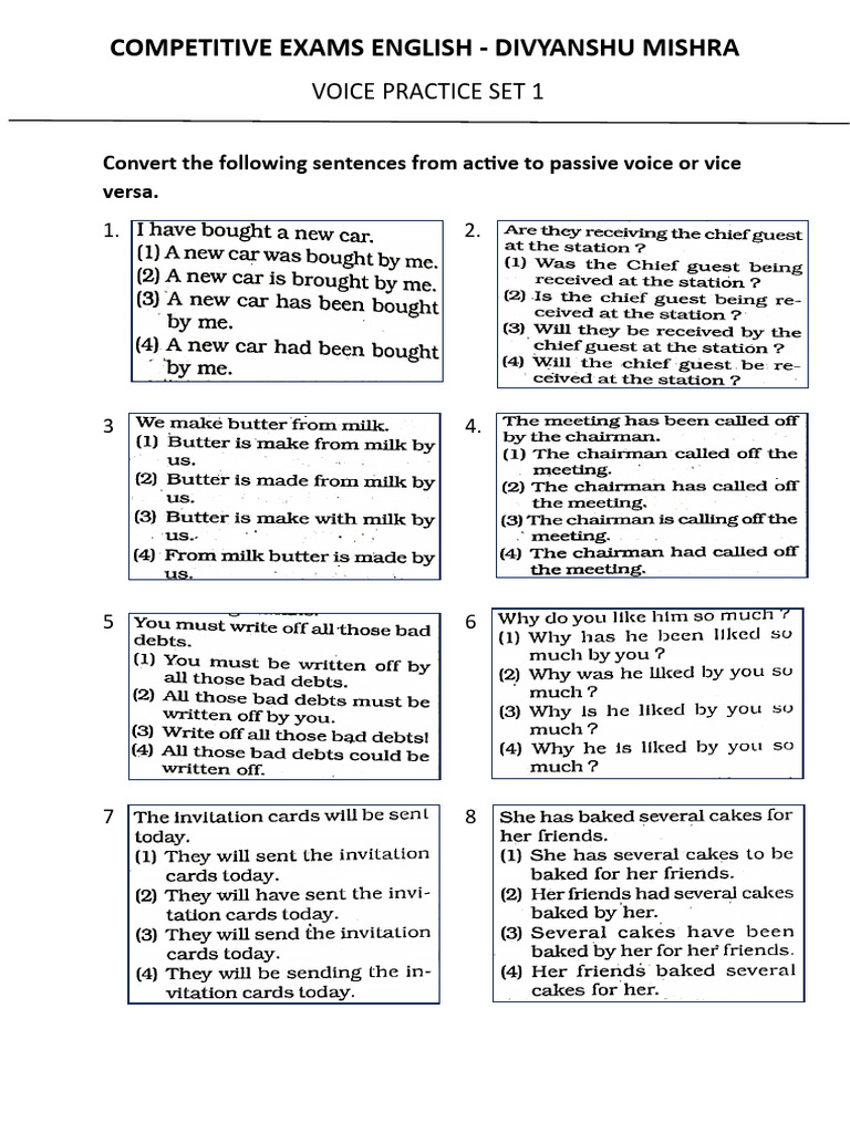 Daily Practice Set - Voice 1 | PDF