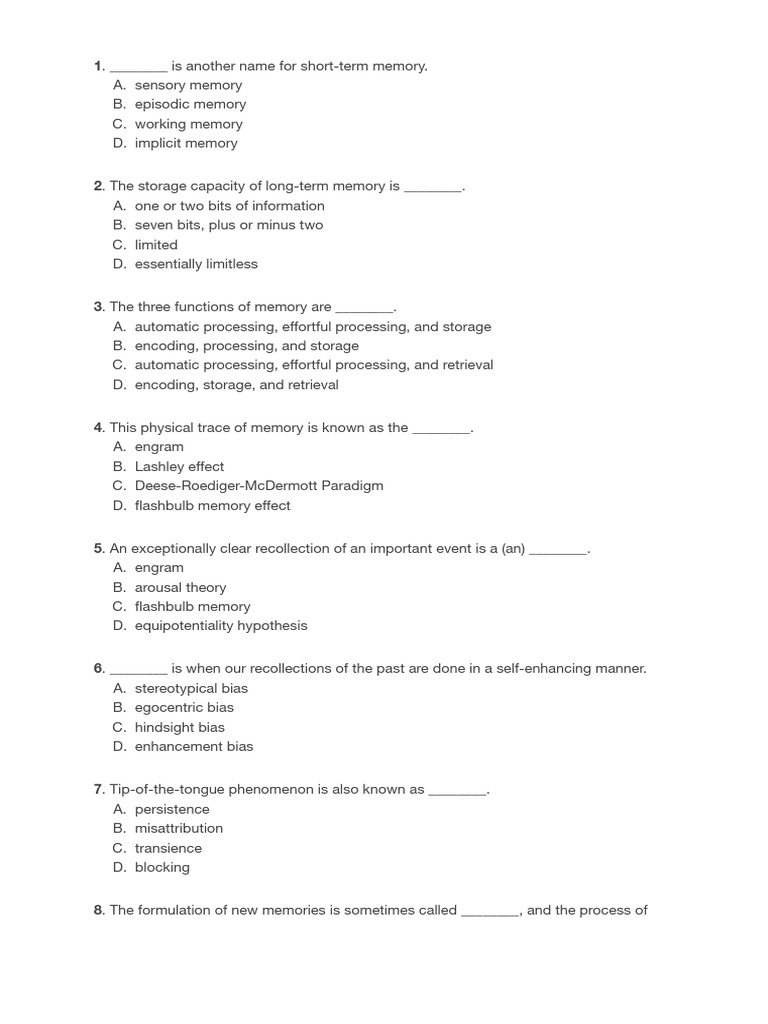 Memory Types and Techniques Explained | PDF | Memory | Recall (Memory)