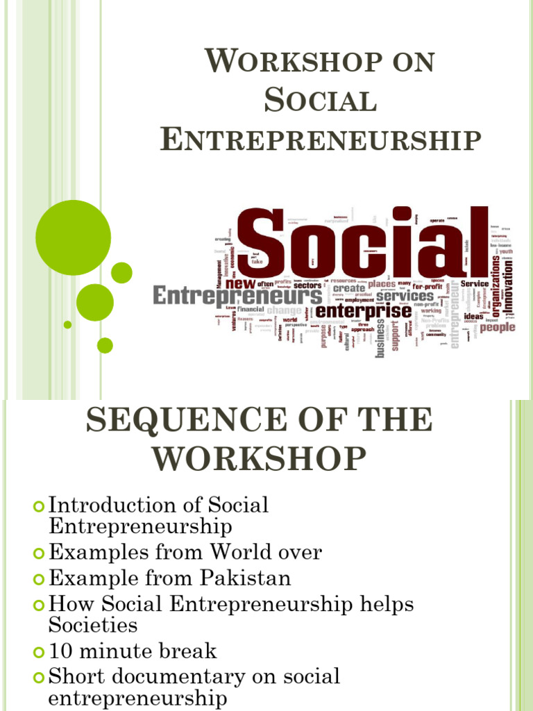 Social Entrepreneurship Workshop Overview | PDF | Entrepreneurship ...