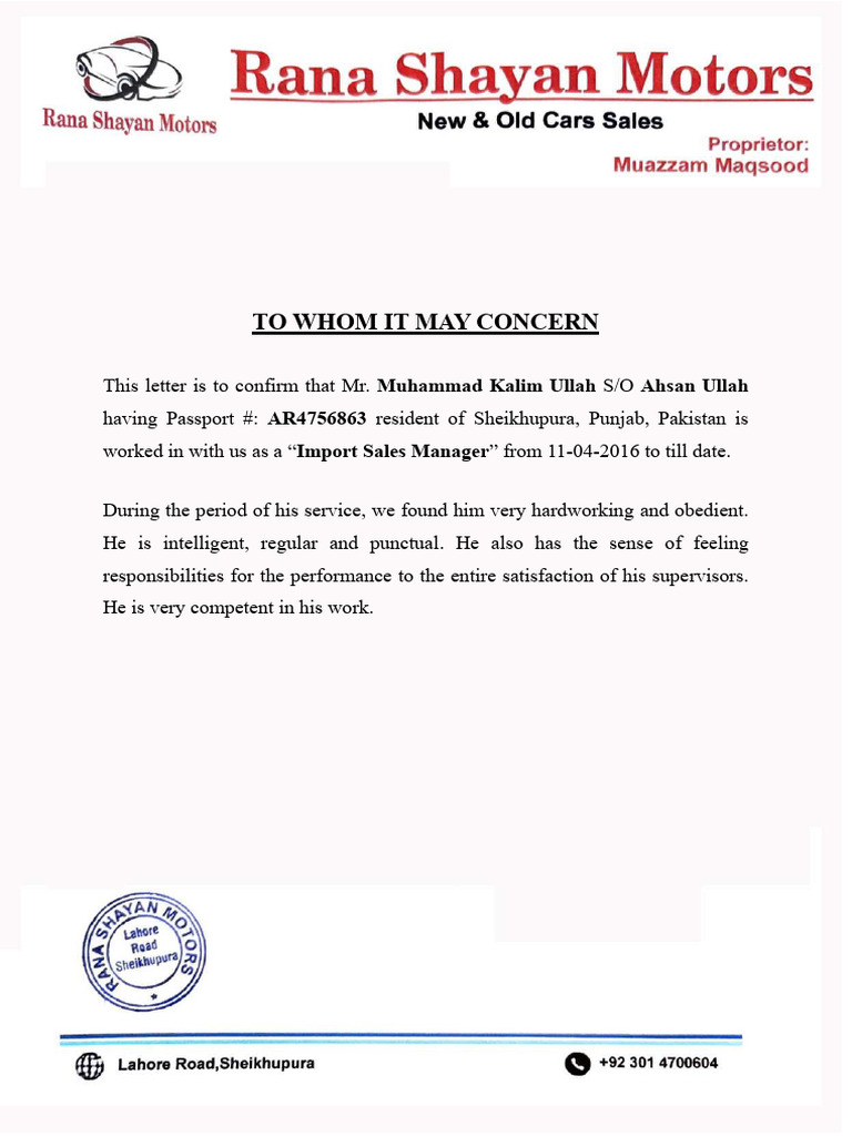 Rana Shayan Motors | PDF