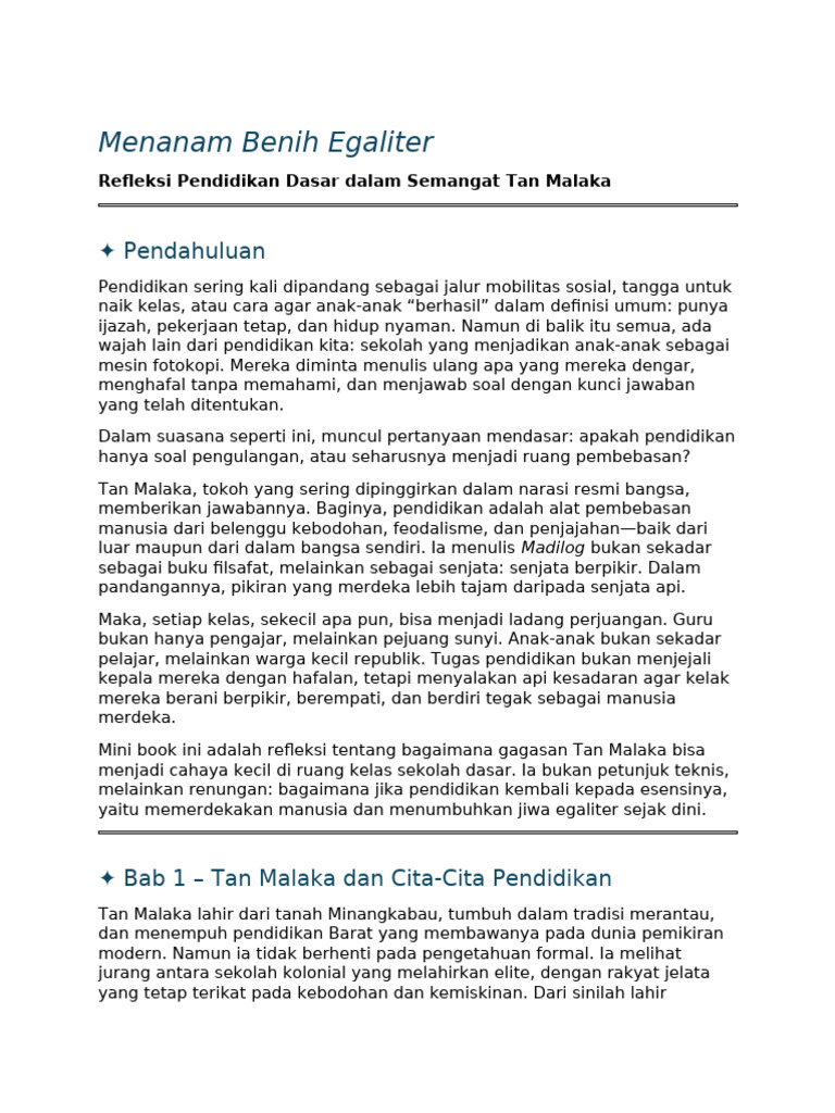 Pendidikan Egaliter Menurut Tan Malaka | PDF