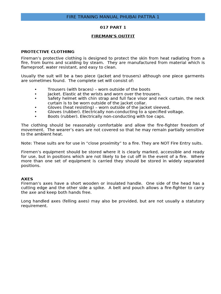 Firefighter Equipment Training Manual | PDF | Equipment