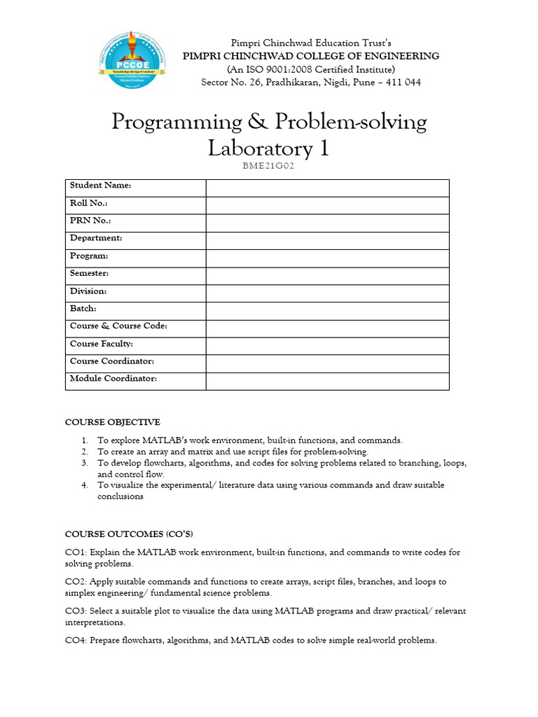 Matlab Lab File Template | PDF | Matlab | Matrix (Mathematics)