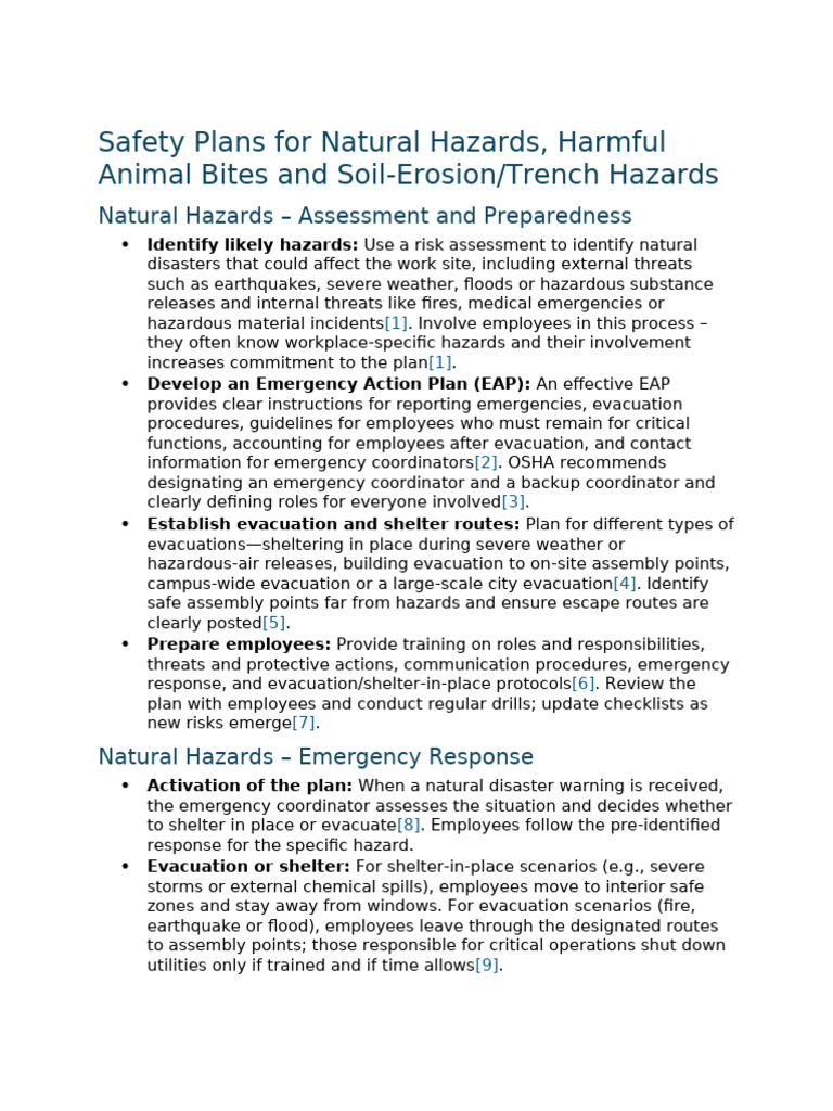 Natural Hazard Safety Plans and Protocols | PDF | Emergency Evacuation ...