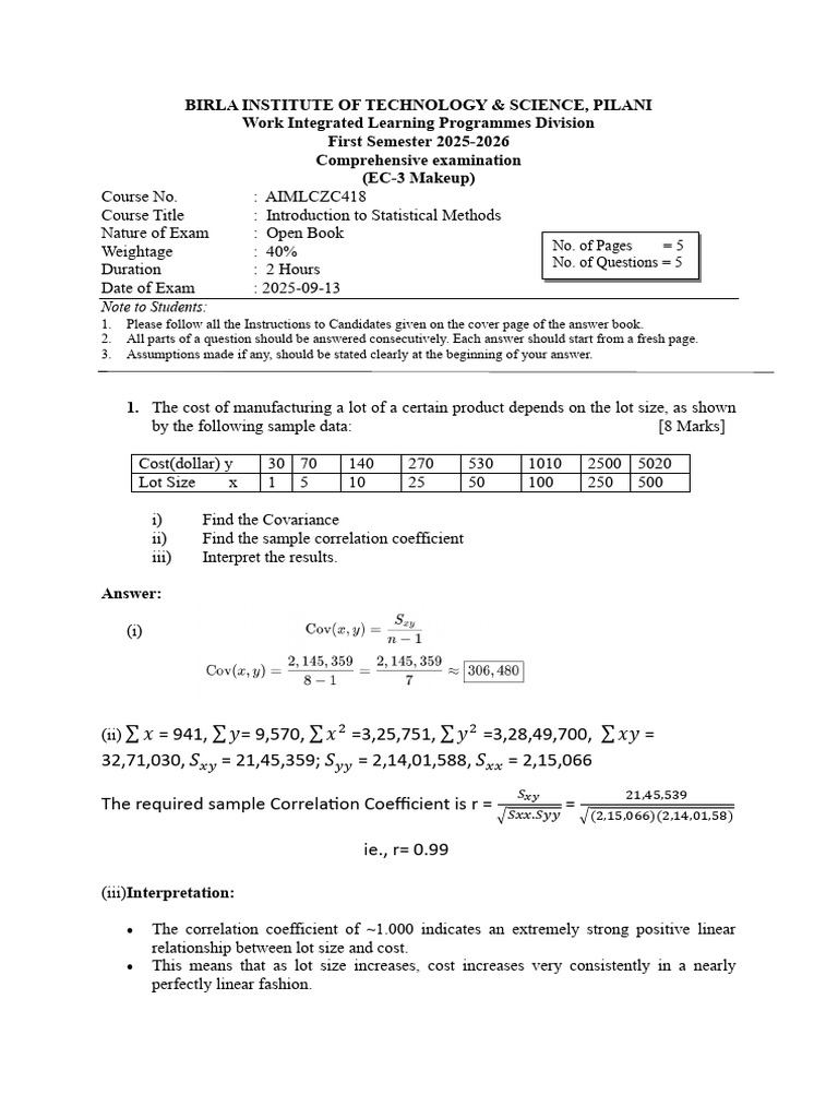 S2 24 ISM (AIML) Compre-Exam Make Up Answer Key | PDF | Chi Squared ...