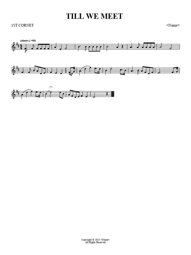 Till We Meet 1st Cornet | PDF