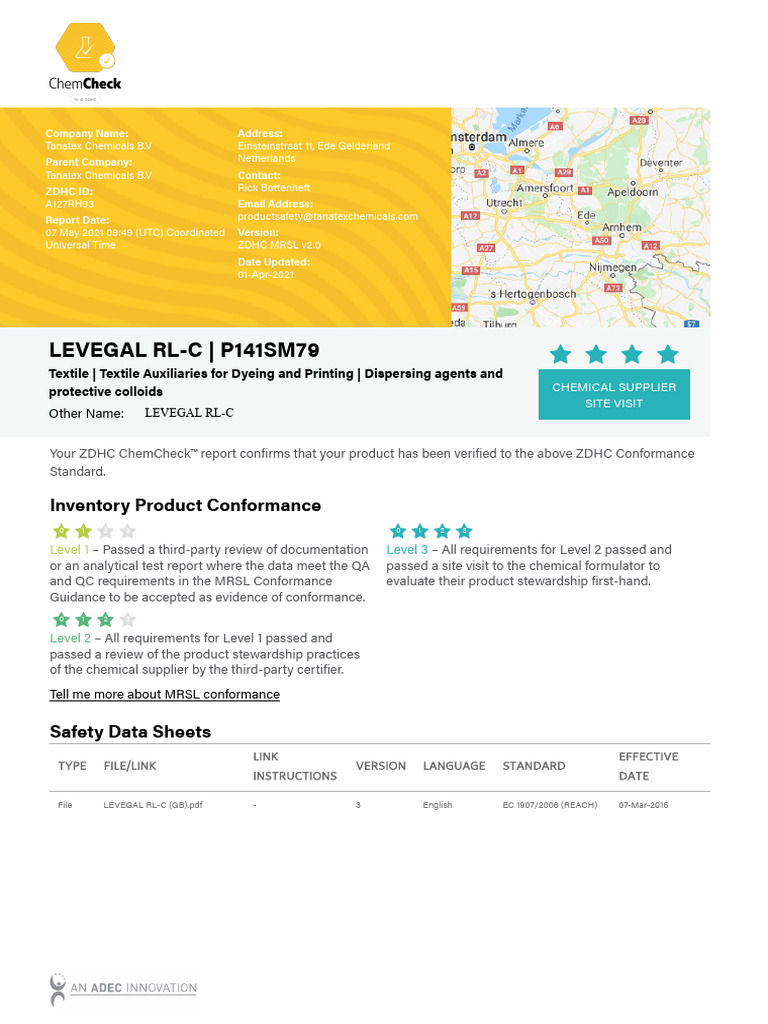 LEVEGAL RL-C ZDHC Compliance Report | PDF