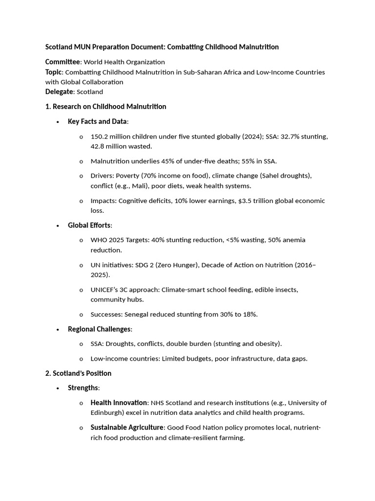Scotland's Strategy Against Childhood Malnutrition | PDF | Malnutrition ...