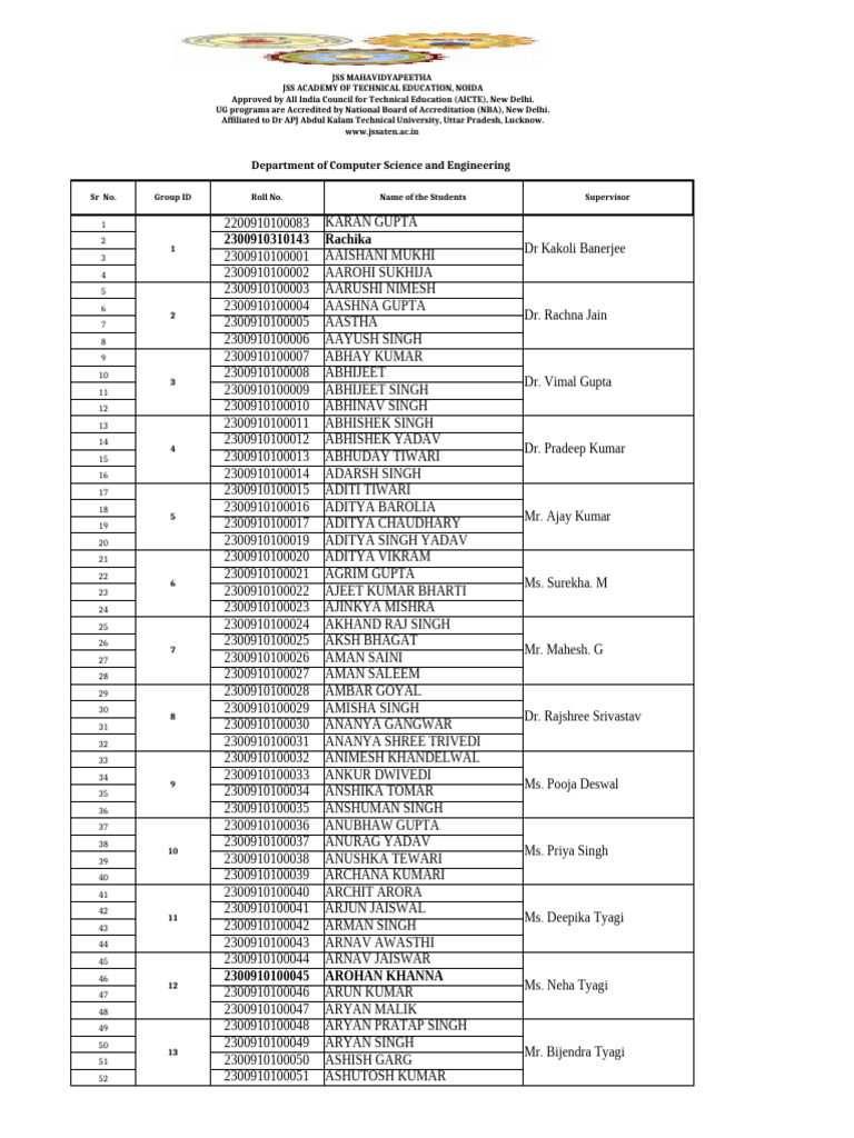 Computer Science Student List 2023 | PDF