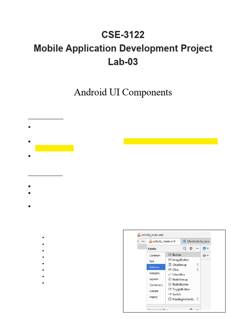 Mobile Application Development Lab-03 | PDF | Mobile App | Button ...