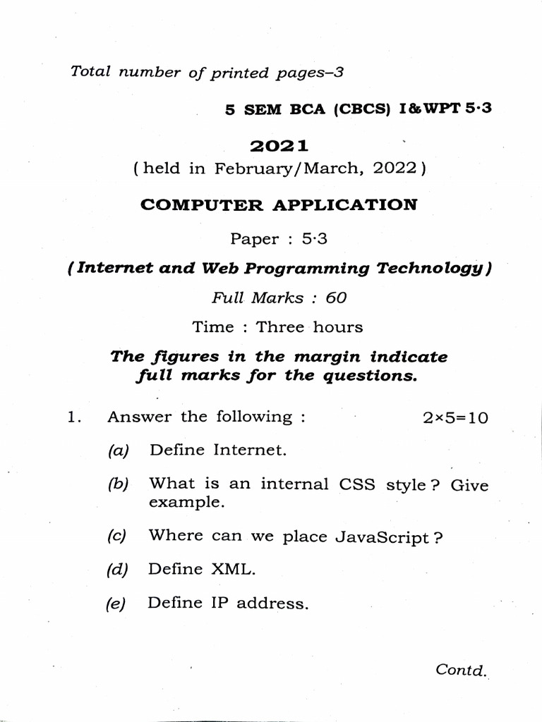 Internet and Web Programming Exam Questions | PDF | World Wide Web ...