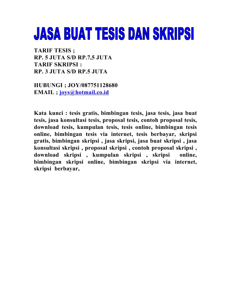 Jasa Bantu Buat Tesis Dan Skripsi