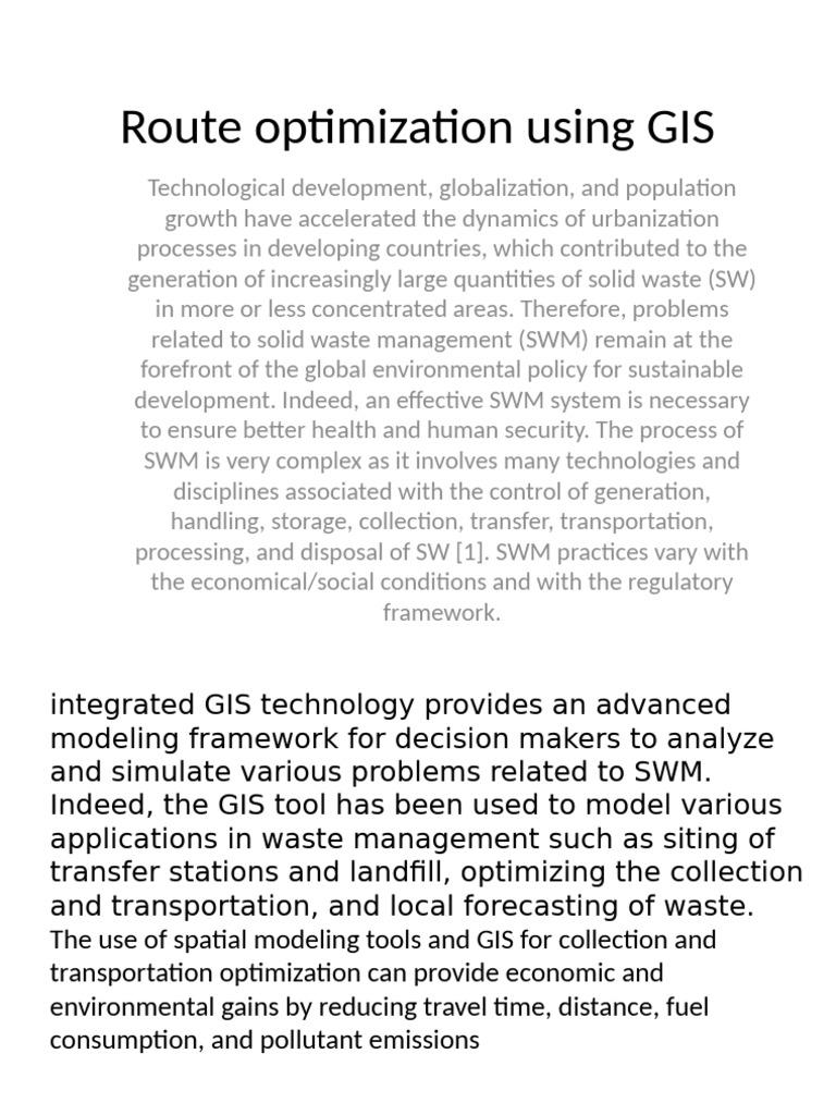 GIS for Solid Waste Route Optimization | PDF