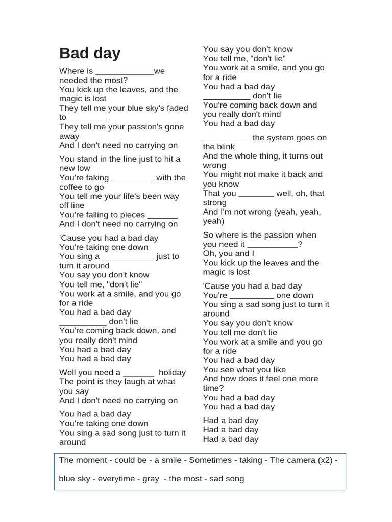 Bad Day | PDF