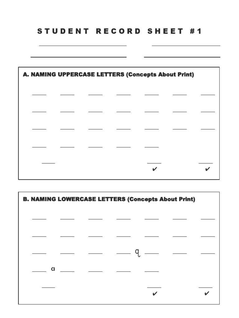 Pre-K Assessment: Student Record Sheet | PDF | Linguistics | Orthography