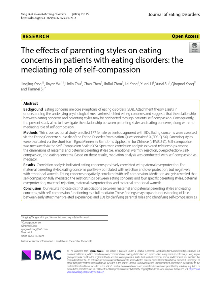 The Effects of Parenting Styles On Eating Concerns in Patients With ...