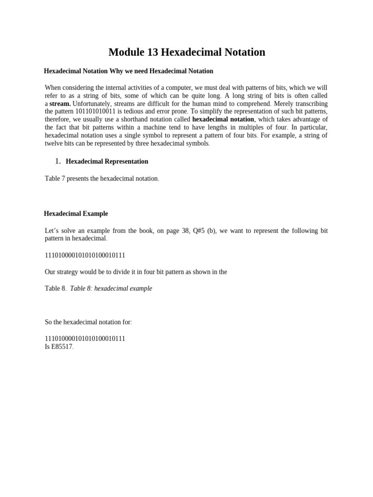Understanding Hexadecimal Notation | PDF