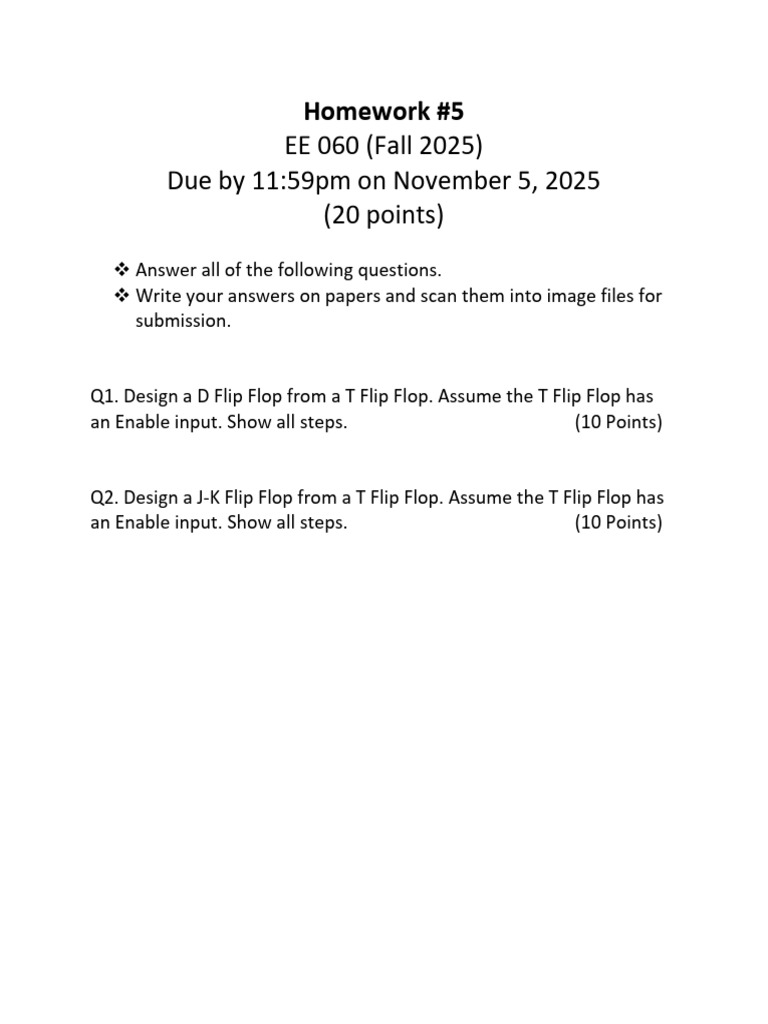 EE 060 Homework #5: Flip Flop Designs | PDF