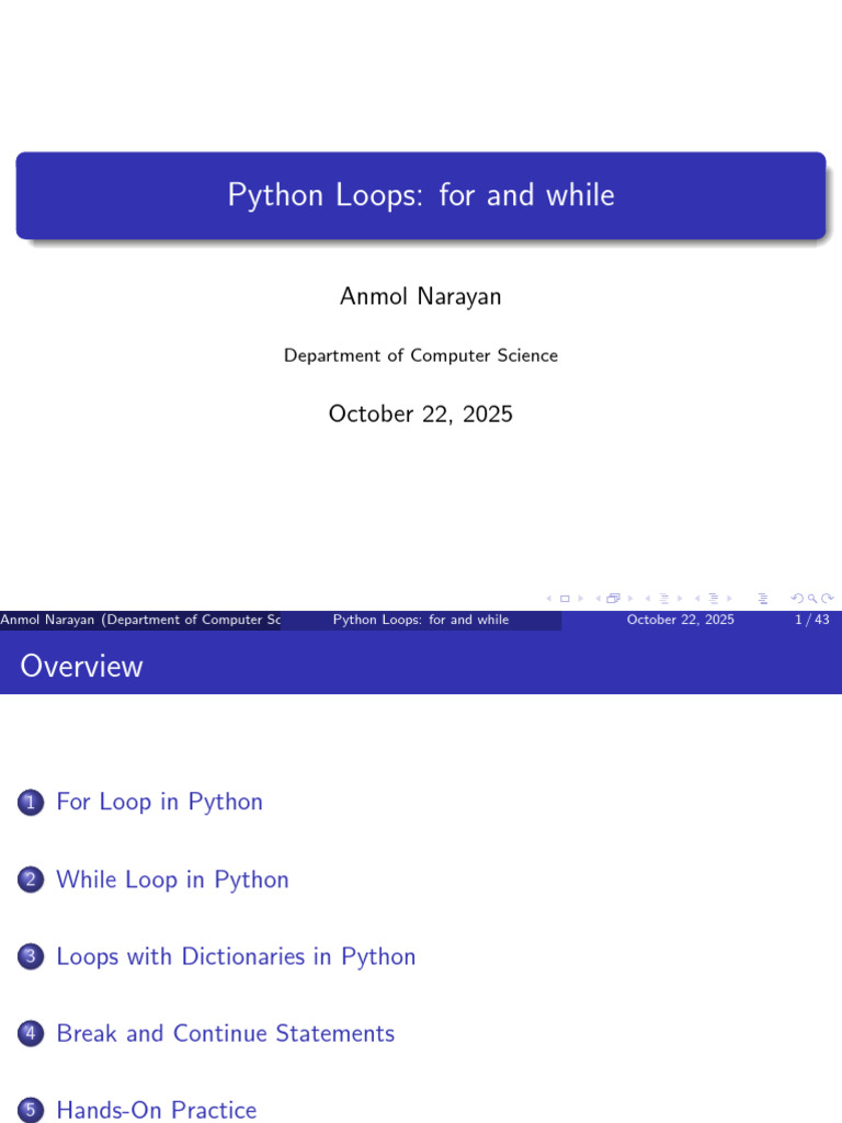 Python For and While Loops Guide | PDF | Control Flow | Computer ...
