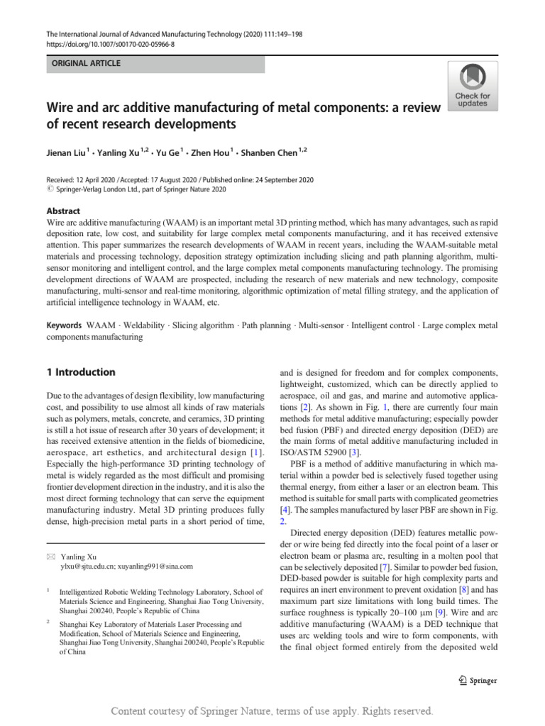 Wire and Arc Additive Manufacturing of Metal Compo | PDF | Heat ...