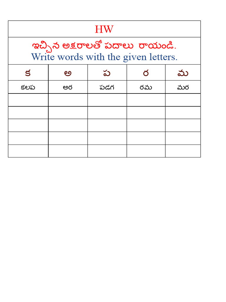 Write Words With The Given Letters | PDF