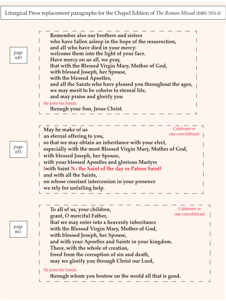 Roman Missal Chapel Edition Texts | PDF